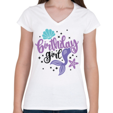 PRINTFASHION Birthday Girl - Női V-nyakú póló - Fehér