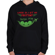 PRINTFASHION Bitch, peas - Gyerek kapucnis pulóver - Fekete gyerek pulóver, kardigán