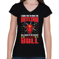 PRINTFASHION BITCOIN 4 EVER 55 - Női V-nyakú póló - Fekete női póló