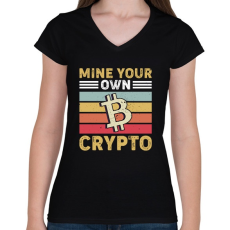 PRINTFASHION BITCOIN 4 EVER 56 - Női V-nyakú póló - Fekete