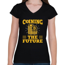 PRINTFASHION BITCOIN 4 EVER 58 - Női V-nyakú póló - Fekete női póló