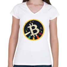 PRINTFASHION BITCOIN 4 EVER 59 - Női V-nyakú póló - Fehér női póló