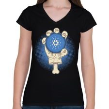 PRINTFASHION BITCOIN 4 EVER 66 - Női V-nyakú póló - Fekete női póló