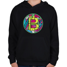 PRINTFASHION BITCOIN 4 EVER 69 - Gyerek kapucnis pulóver - Fekete gyerek pulóver, kardigán