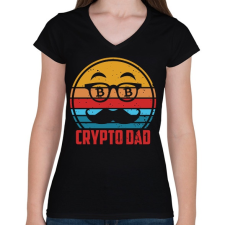 PRINTFASHION BITCOIN 4 EVER 77 - Női V-nyakú póló - Fekete női póló