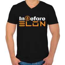 PRINTFASHION bitcoin Elon Musk - Férfi V-nyakú póló - Fekete férfi póló