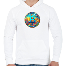 PRINTFASHION Bitcoin - Férfi kapucnis pulóver - Fehér férfi pulóver, kardigán