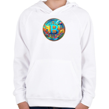 PRINTFASHION Bitcoin - Gyerek kapucnis pulóver - Fehér gyerek pulóver, kardigán