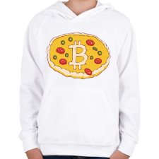 PRINTFASHION Bitcoin pizza - Gyerek kapucnis pulóver - Fehér gyerek pulóver, kardigán