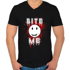 PRINTFASHION bite me - Férfi V-nyakú póló - Fekete
