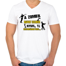 PRINTFASHION Biztonságban vagy... - Férfi V-nyakú póló - Fehér férfi póló