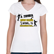 PRINTFASHION Biztonságban vagy... - Női V-nyakú póló - Fehér női póló