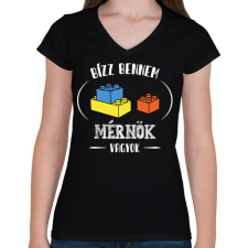 PRINTFASHION Bízz bennem - Mérnök - Női V-nyakú póló - Fekete női póló