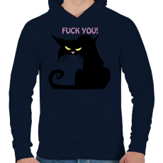 PRINTFASHION Black cat - Férfi kapucnis pulóver - Sötétkék