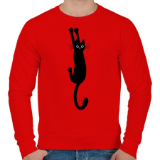 PRINTFASHION Black cat - Férfi pulóver - Piros férfi pulóver, kardigán