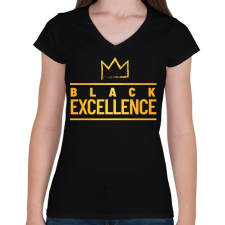 PRINTFASHION Black excellence - Női V-nyakú póló - Fekete női póló