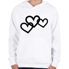 PRINTFASHION Black hearts - Gyerek kapucnis pulóver - Fehér