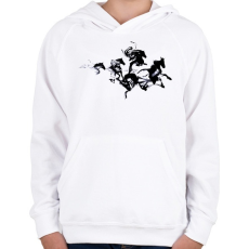PRINTFASHION Black horses - Gyerek kapucnis pulóver - Fehér