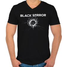 PRINTFASHION Black mirror - Férfi V-nyakú póló - Fekete férfi póló