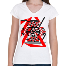 PRINTFASHION black&red1 - Női V-nyakú póló - Fehér női póló