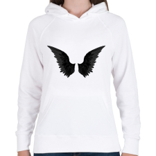 PRINTFASHION Black Wings - Női kapucnis pulóver - Fehér női pulóver, kardigán