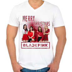 PRINTFASHION Blackpink Karácsony - Férfi V-nyakú póló - Fehér