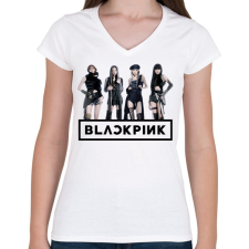 PRINTFASHION Blackpink - Női V-nyakú póló - Fehér női póló