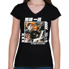 PRINTFASHION bleach ichigo - Női V-nyakú póló - Fekete