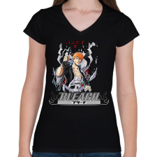PRINTFASHION Bleach Kurosaki Ichigo Bankai - Női V-nyakú póló - Fekete női póló