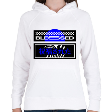 PRINTFASHION Blessed - Női kapucnis pulóver - Fehér női pulóver, kardigán