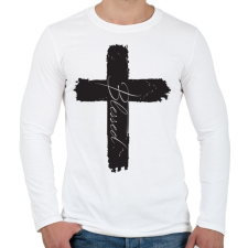 PRINTFASHION BlessedBlack - Férfi hosszú ujjú póló - Fehér férfi póló