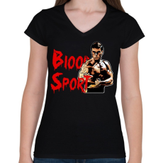 PRINTFASHION Blood Sport - Női V-nyakú póló - Fekete