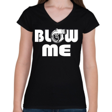 PRINTFASHION Blow me - Női V-nyakú póló - Fekete női póló