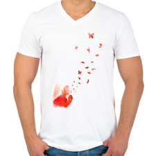 PRINTFASHION Blowing butterflies - Férfi V-nyakú póló - Fehér férfi póló