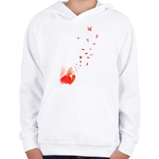 PRINTFASHION Blowing butterflies - Gyerek kapucnis pulóver - Fehér