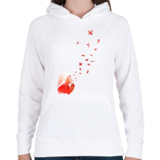 PRINTFASHION Blowing butterflies - Női kapucnis pulóver - Fehér női pulóver, kardigán