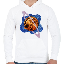 PRINTFASHION Blue cat planet - Férfi kapucnis pulóver - Fehér női pulóver, kardigán