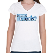PRINTFASHION Blue Exorcist - Női V-nyakú póló - Fehér női póló