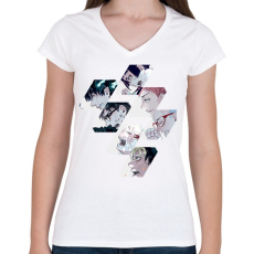 PRINTFASHION Blue Exorcist - Női V-nyakú póló - Fehér