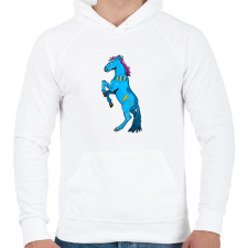 PRINTFASHION Blue Horse - Férfi kapucnis pulóver - Fehér női pulóver, kardigán