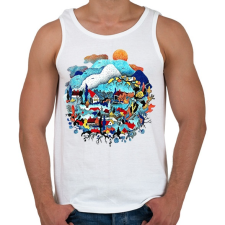 PRINTFASHION Blue landscape - Férfi atléta - Fehér atléta, trikó