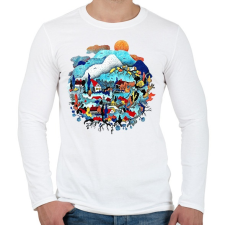 PRINTFASHION Blue landscape - Férfi hosszú ujjú póló - Fehér férfi póló