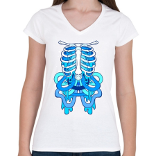 PRINTFASHION BLue Lung - Női V-nyakú póló - Fehér női póló