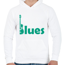 PRINTFASHION Blues - gitár - Férfi kapucnis pulóver - Fehér