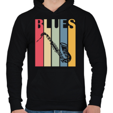 PRINTFASHION Blues music - Férfi kapucnis pulóver - Fekete