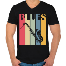 PRINTFASHION Blues music - Férfi V-nyakú póló - Fekete férfi póló