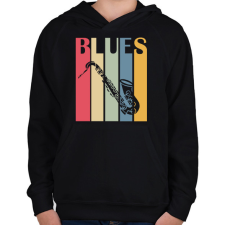 PRINTFASHION Blues music - Gyerek kapucnis pulóver - Fekete gyerek pulóver, kardigán