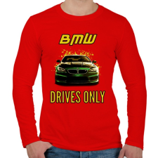 PRINTFASHION BMW-DRIVES ONLY - Férfi hosszú ujjú póló - Piros férfi póló