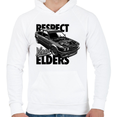 PRINTFASHION BMW E30 RESPECT YOUR ELDERS - Férfi kapucnis pulóver - Fehér