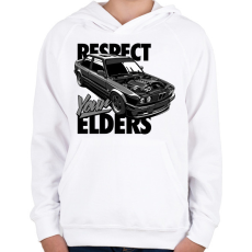 PRINTFASHION BMW E30 RESPECT YOUR ELDERS - Gyerek kapucnis pulóver - Fehér